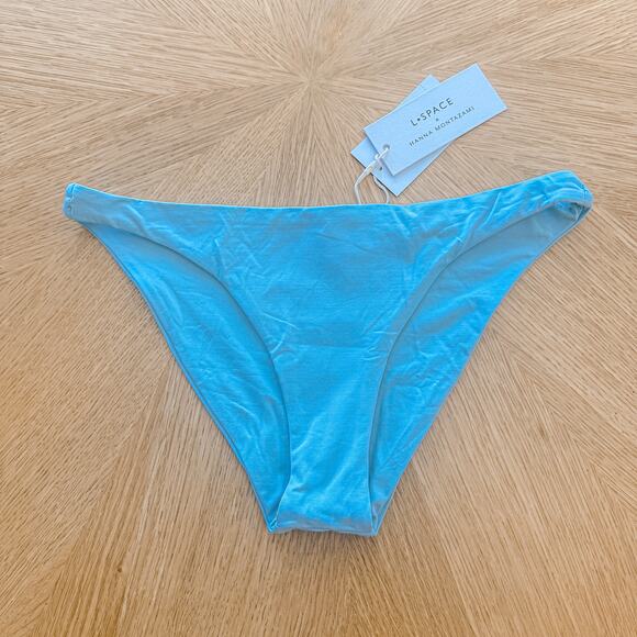 L Space Bikini Bottom Small Blue Camacho Y2K Minimalist Beach Swim Eco Chic NWT - Picture 3 of 6